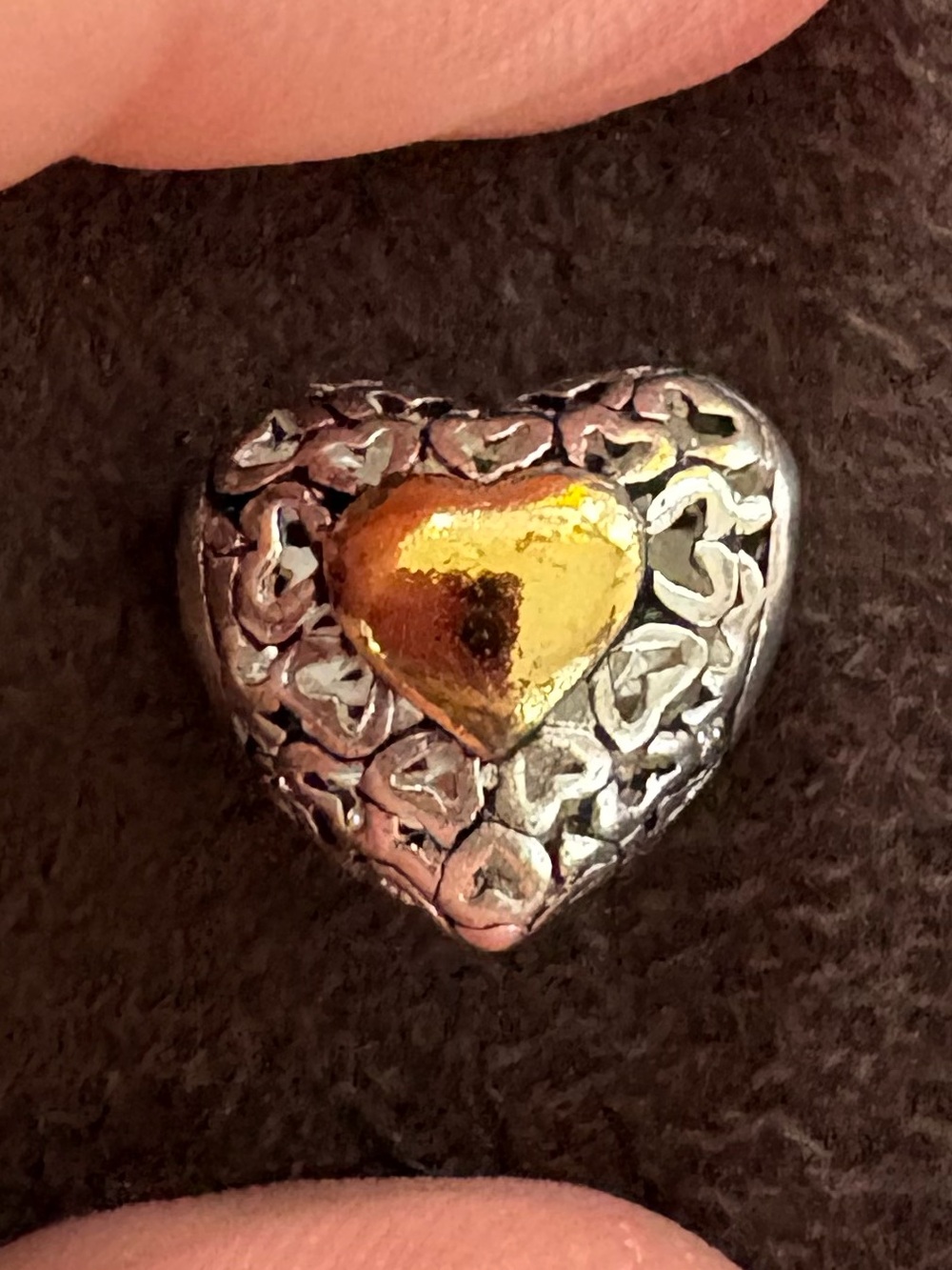 Two-Tone Heart Charm Pendant - Silver and Gold